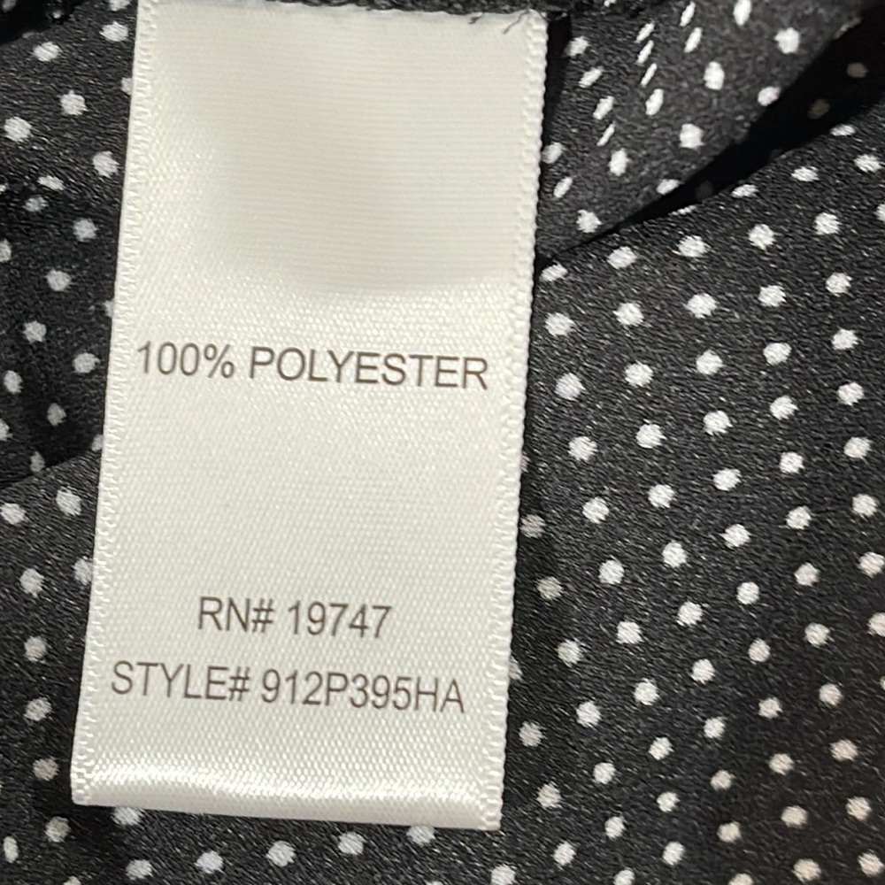 COUNTERPARTS Tie Neck Blouse Top Black & White Polka Dots Long Sleeve Size L NEW - Picture 6 of 6
